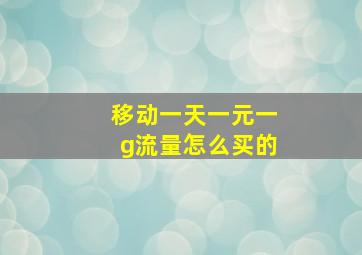 移动一天一元一g流量怎么买的