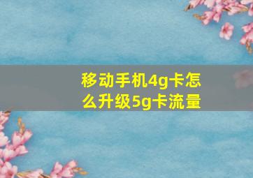 移动手机4g卡怎么升级5g卡流量