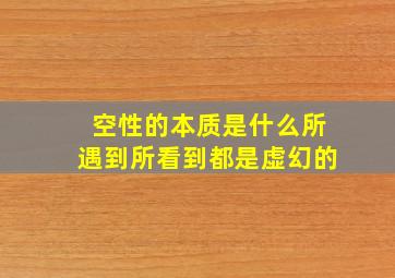 空性的本质是什么所遇到所看到都是虚幻的