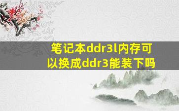 笔记本ddr3l内存可以换成ddr3能装下吗