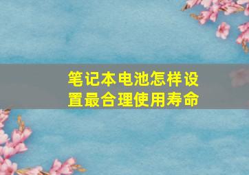 笔记本电池怎样设置最合理使用寿命