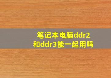 笔记本电脑ddr2和ddr3能一起用吗