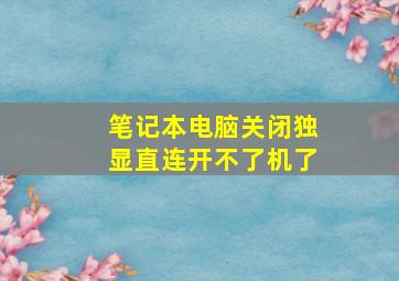 笔记本电脑关闭独显直连开不了机了