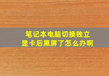 笔记本电脑切换独立显卡后黑屏了怎么办啊