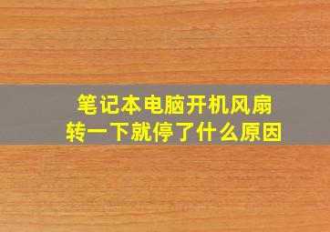 笔记本电脑开机风扇转一下就停了什么原因