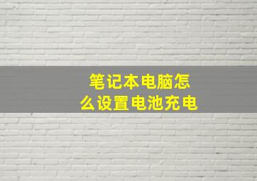 笔记本电脑怎么设置电池充电