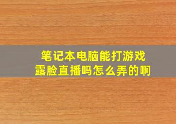 笔记本电脑能打游戏露脸直播吗怎么弄的啊