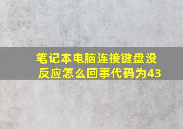 笔记本电脑连接键盘没反应怎么回事代码为43