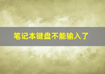 笔记本键盘不能输入了