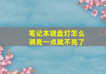 笔记本键盘灯怎么调亮一点就不亮了