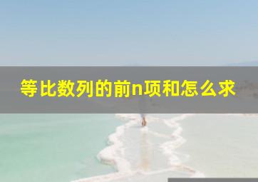 等比数列的前n项和怎么求