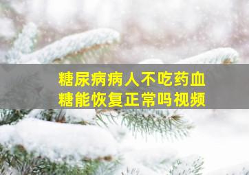 糖尿病病人不吃药血糖能恢复正常吗视频