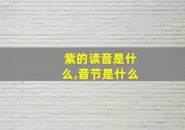 紫的读音是什么,音节是什么