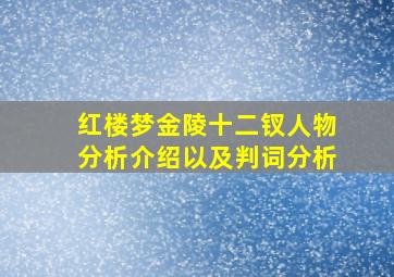 红楼梦金陵十二钗人物分析介绍以及判词分析