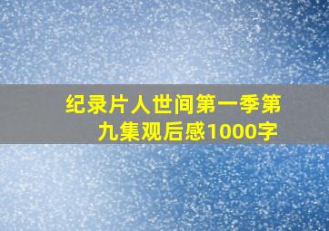 纪录片人世间第一季第九集观后感1000字