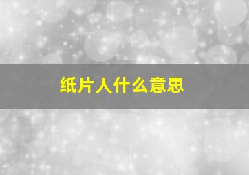 纸片人什么意思