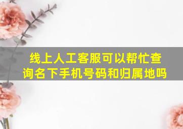 线上人工客服可以帮忙查询名下手机号码和归属地吗