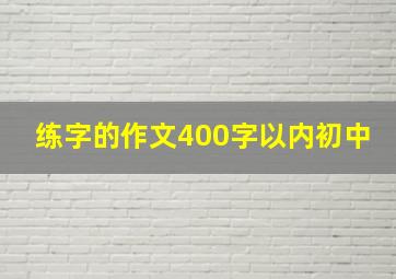 练字的作文400字以内初中