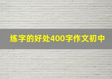 练字的好处400字作文初中