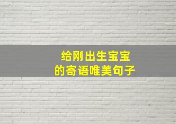 给刚出生宝宝的寄语唯美句子