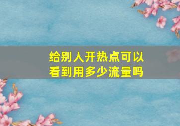 给别人开热点可以看到用多少流量吗