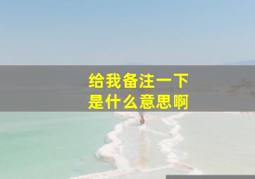 给我备注一下是什么意思啊