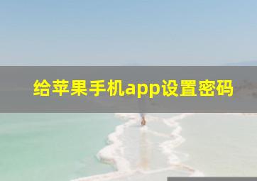 给苹果手机app设置密码