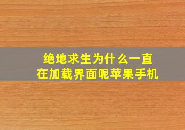 绝地求生为什么一直在加载界面呢苹果手机