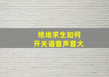 绝地求生如何开关语音声音大