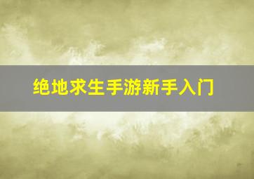 绝地求生手游新手入门