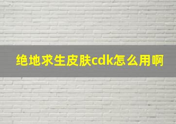 绝地求生皮肤cdk怎么用啊