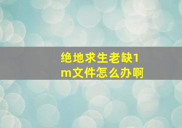 绝地求生老缺1m文件怎么办啊