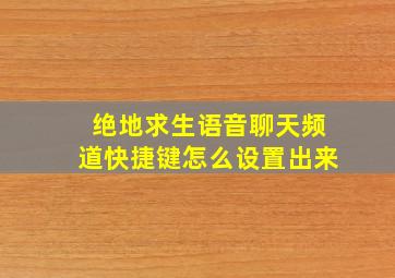 绝地求生语音聊天频道快捷键怎么设置出来