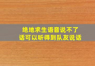 绝地求生语音说不了话可以听得到队友说话