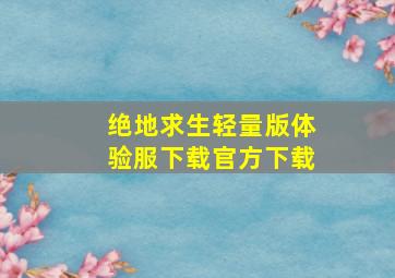 绝地求生轻量版体验服下载官方下载