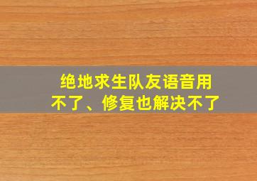 绝地求生队友语音用不了、修复也解决不了