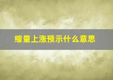 缩量上涨预示什么意思