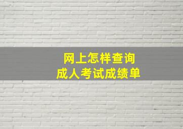 网上怎样查询成人考试成绩单