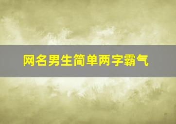 网名男生简单两字霸气