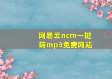 网易云ncm一键转mp3免费网站