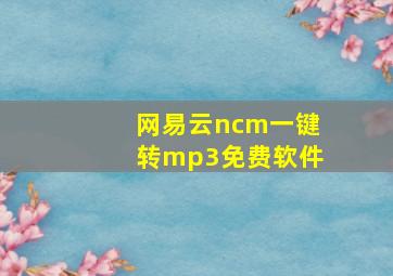 网易云ncm一键转mp3免费软件