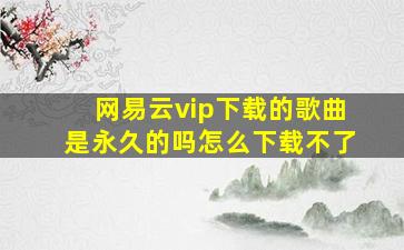 网易云vip下载的歌曲是永久的吗怎么下载不了