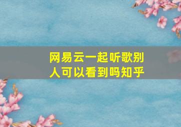 网易云一起听歌别人可以看到吗知乎