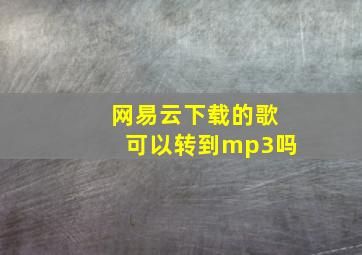 网易云下载的歌可以转到mp3吗