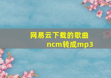 网易云下载的歌曲ncm转成mp3