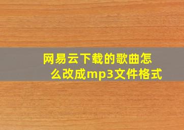 网易云下载的歌曲怎么改成mp3文件格式