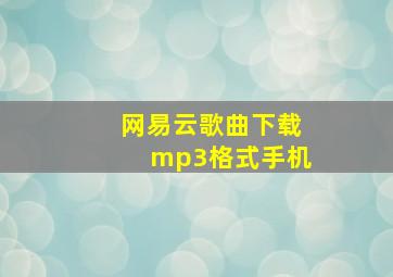 网易云歌曲下载mp3格式手机