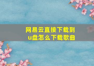 网易云直接下载到u盘怎么下载歌曲