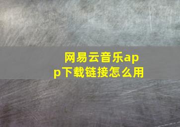 网易云音乐app下载链接怎么用