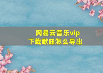 网易云音乐vip下载歌曲怎么导出